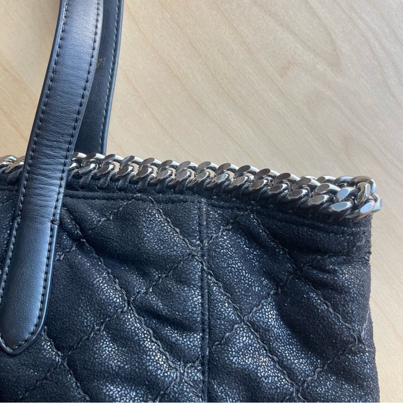 Stella McCartney Falabella black quilted tote with silver chain hardware vegan - Picture 11 of 16